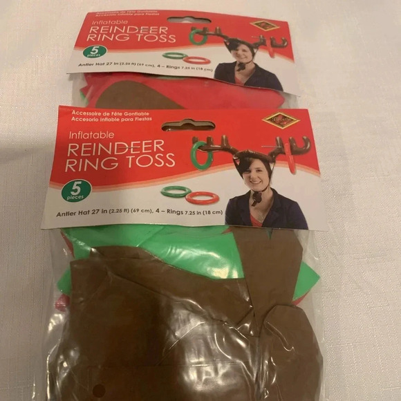 NWT Set of Reindeer Hat Ring Toss Inflatable Party Game - Picture 1 of 5